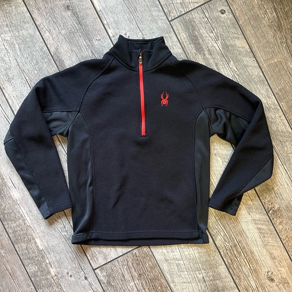 Spyder Black and Red Quarter-Zip Pullover - Picture 1 of 3